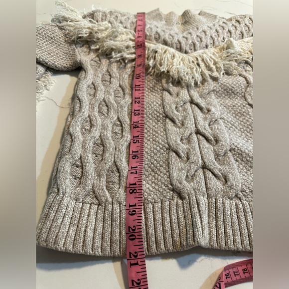 Amur Ulla Fringe Sweater Wool Size Medium Oatmeal - Picture 7 of 7